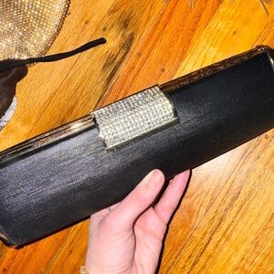 Elegant Black Clutch with Gold Accents